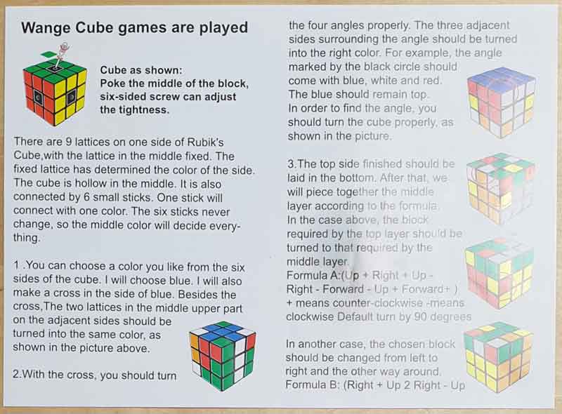 Wange Rubiks Cube Zauberwürfel Information