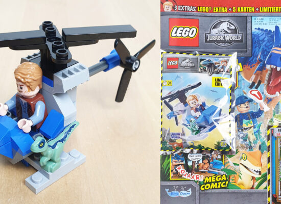 LEGO® Jurassic World™ Magazin Nr. 13 mit Owen Grady Minifigur, Hubschrauber und Baby Raptor