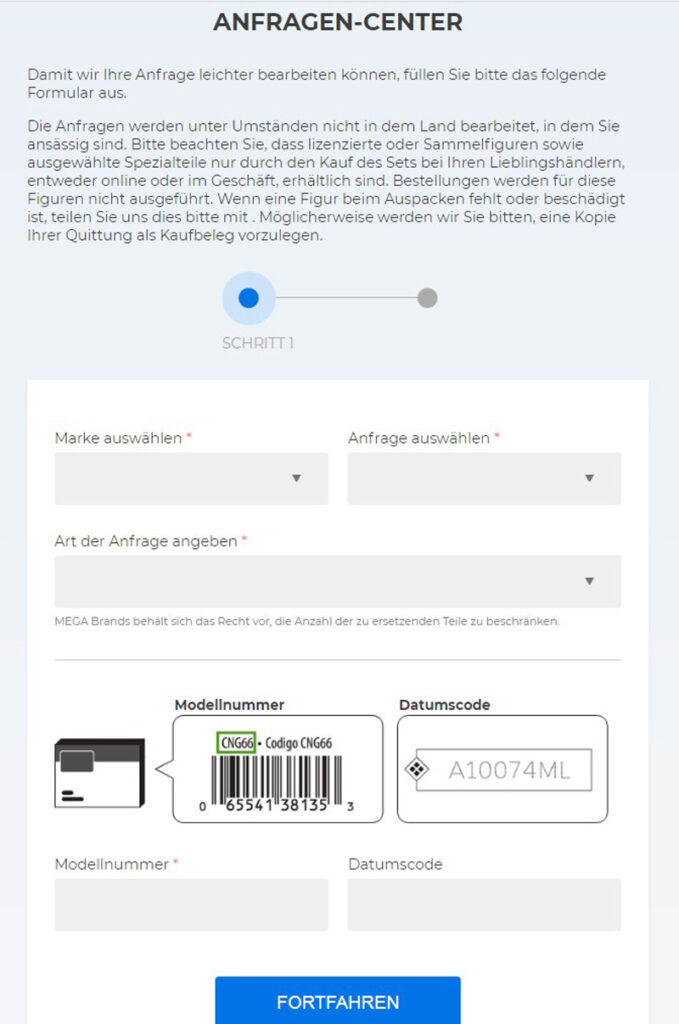 Ersatzteile bei Mega Bloks online bestellen