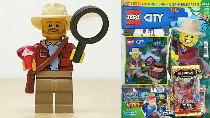 LEGO® City Magazin Nr. 34/2021 mit Abenteurer-Minifigur und Zubehör