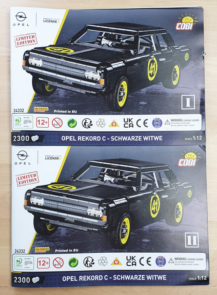 COBI Opel Rekord C Schwarze Witwe limitierte Ausgabe (24332) - zwei Bauanleitungen