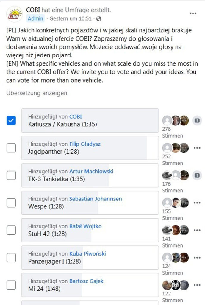 COBI Abstimmung auf Facebook: Welches Set soll 2023 produziert werden?
