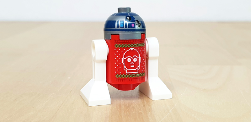 R2D2 mit Weihnachtspullover mit C-3PO Gesicht LEGO Star Wars Adventskalender 2022