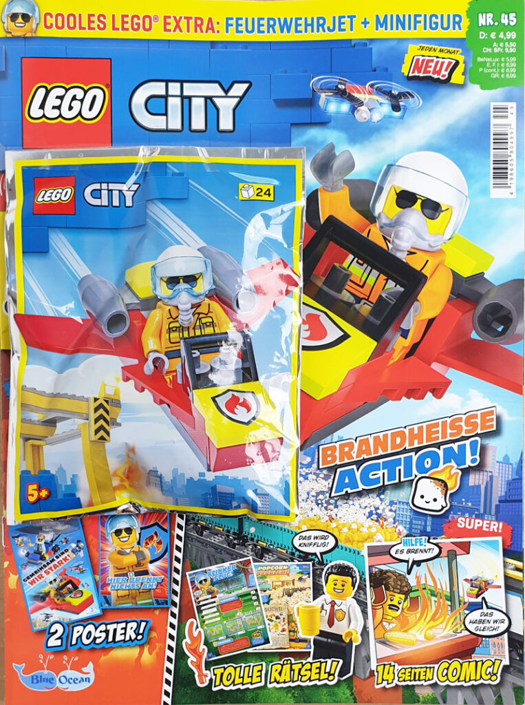 LEGO® City Heft Nr. 45 / 2022 mit Feuerwehrjet und Pilot-Minifigur