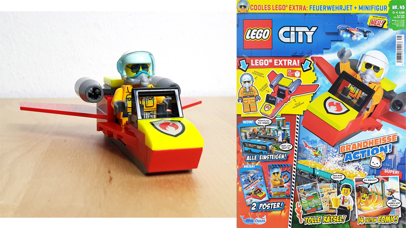 LEGO City Heft Nr. 45 / 2022 mit Feuerwehrjet und Pilot-Minifigur