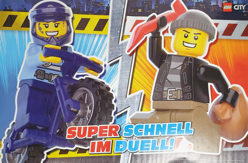 LEGO® City Heft Nr. 47 / 2022 mit Polizistin (und Motorrad) und Gauner Poster