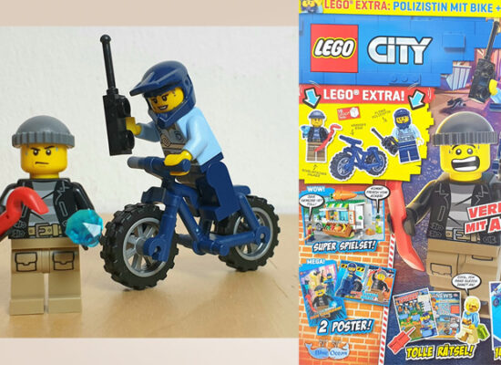 LEGO® City Heft Nr. 47 / 2022 mit Polizistin, Motorrad und Gauner