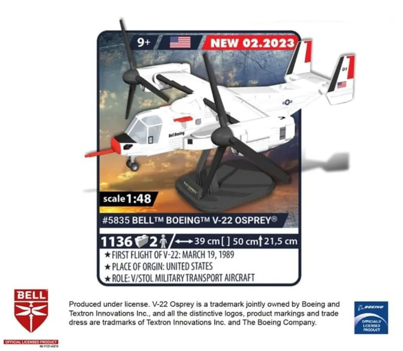 COBI Bell Boeing V-22 Osprey First Flight Edition 5835