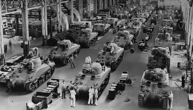 Sherman M4A4 Produktionslinie in Detroit, 1942