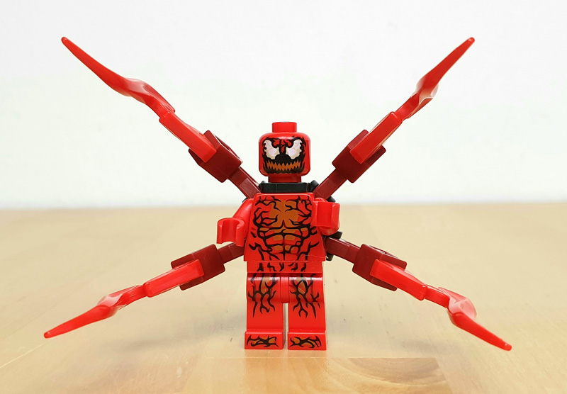 LEGO Carnage Minifigur mit Tentakeln Vorne
