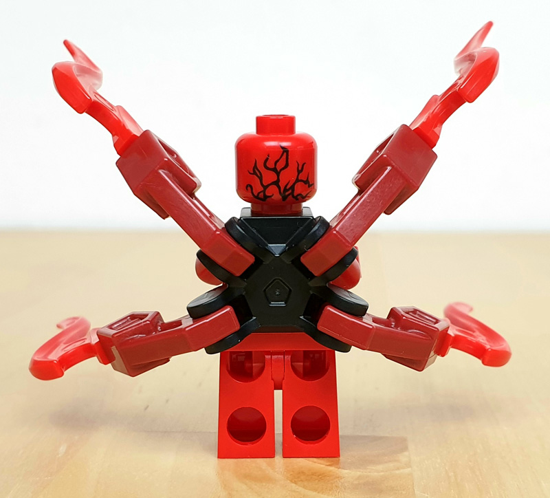 LEGO Carnage Minifigur mit Tentakeln Rückenansicht