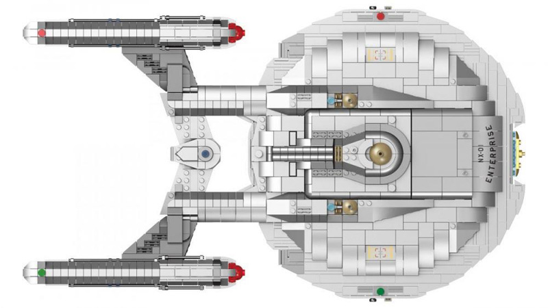 BlueBrixx Star Trek Displaymodell Enterprise NX-01 Set 105437 Draufsicht