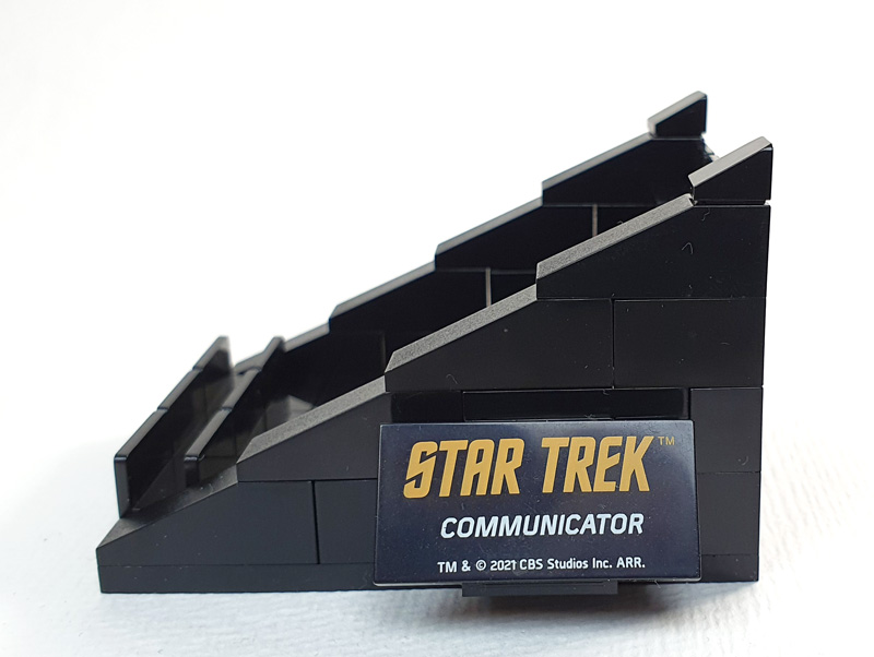 BlueBrixx pro Star Trek Kommunikator 104168 aufgebautes Set Stativ mit gedrucktem Schild