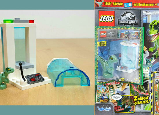 LEGO® Jurassic World™ Magazin Nr. 27/2023 mit Raptor-Figur und Brutkammer