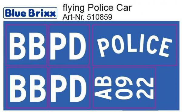 BlueBrixx fliegendes Polizeiauto 105598 Stickerbogen