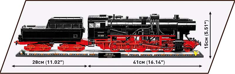COBI 6280 DR BR 52 Steam Locomotive Executive Edition Längenmaße des Modells