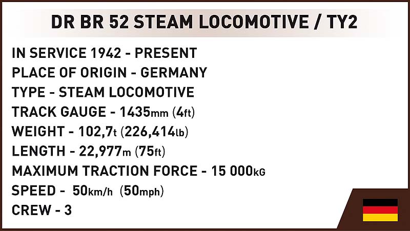COBI 6280 DR BR 52 Steam Locomotive Executive Edition Datenblatt