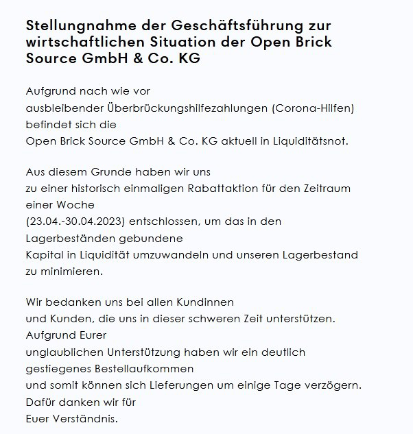 Open Bricks Source Stellungnahme