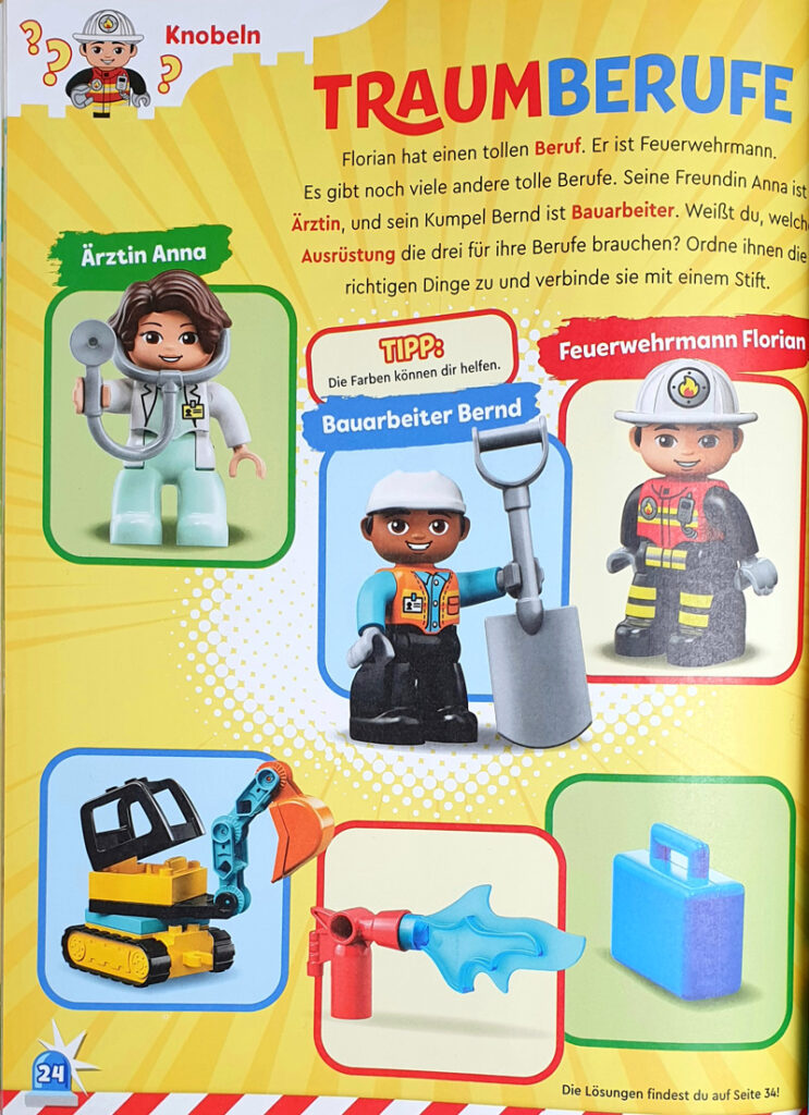 LEGO Duplo Heft Nr. 1/2023 mit Feuerwehrmann Florian Knobelspiel im Heft