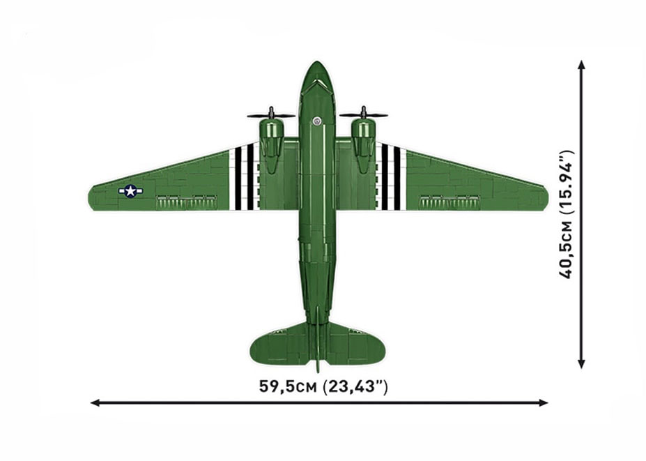 COBI C-47 Skytrain Dakota 5743 Draufsicht mit Maßen