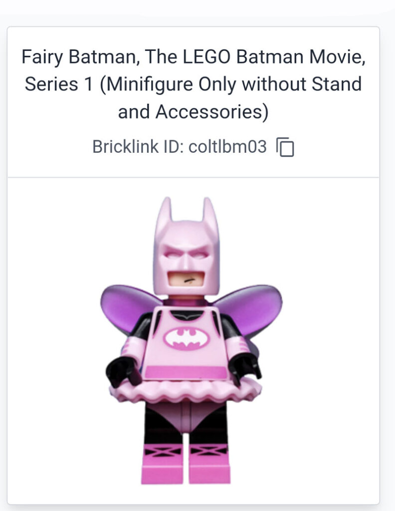 LEGO Minifigur Fairy Batman Brickognize Ergebnis