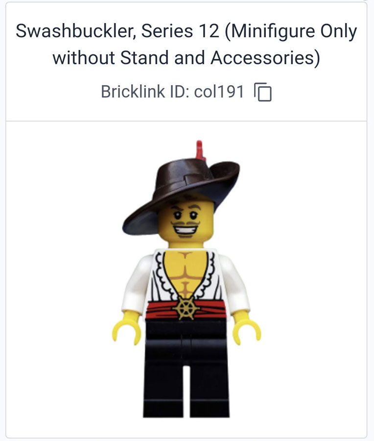 LEGO Minifigur Swashbuckler Brickognize App Ergebnis