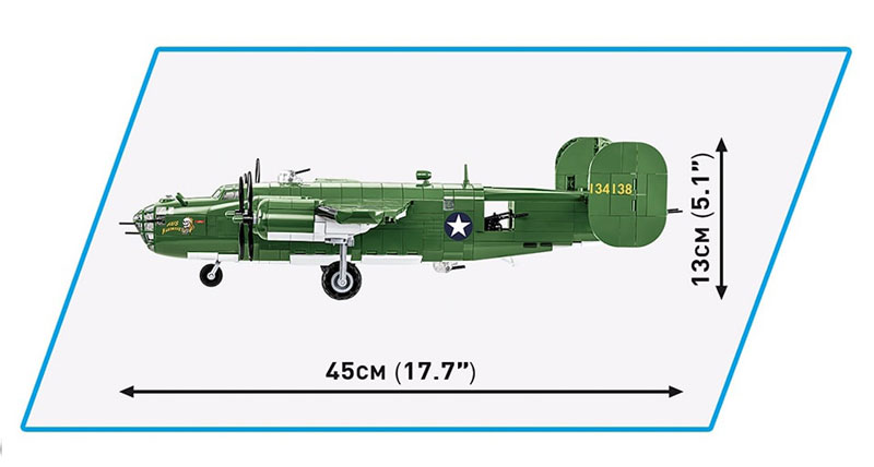 COBI 5739 Consolidated B-24D Liberator Maße Seitenansicht
