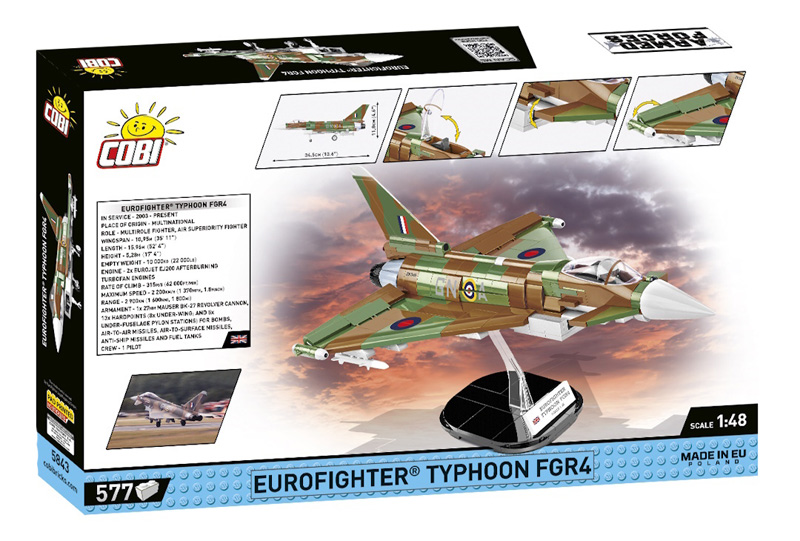 COBI Neuheiten Juli 2023 Eurofighter Typhoon FGR3 Großbritannien 5843 Box Rückseite