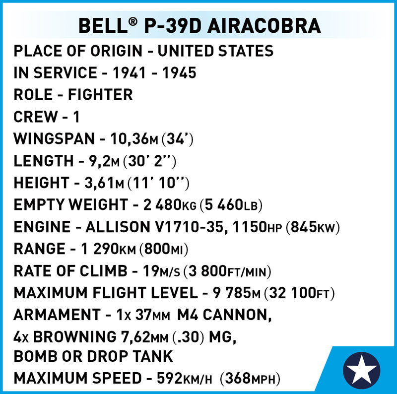 COBI 48 Bell P-39D Airacobra 5746 Detail Flugzeug