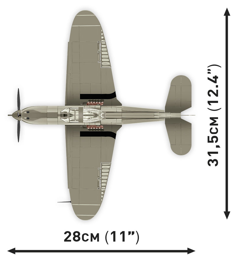 COBI 48 Bell P-39D Airacobra 5746 Draufsicht Maße