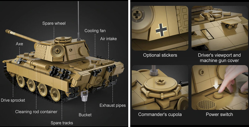 CaDA Panther Tank C61073W Set Details