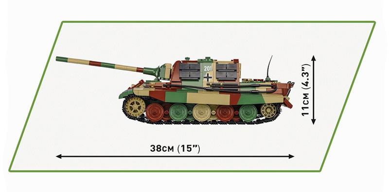 Cobi 2580 Jagdtiger Set komplett Seitenansicht und Maße