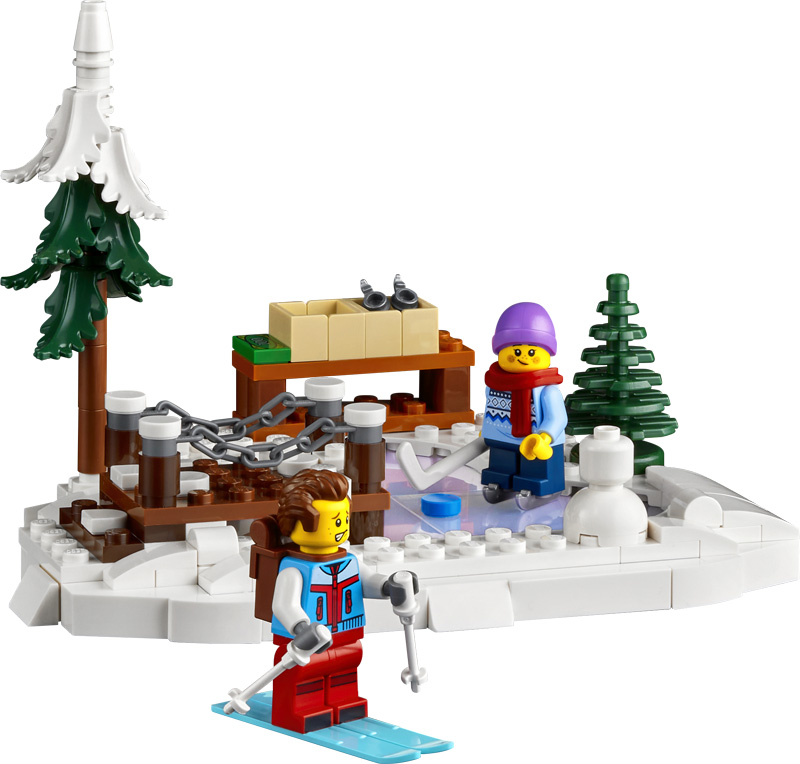 LEGO Almhütte 10325 Szene mit Minifiguren am See
