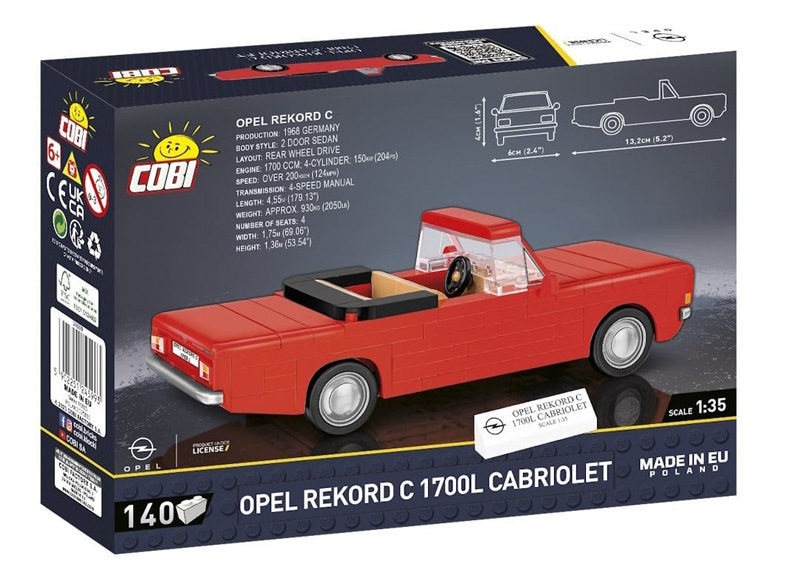 COBI Neuheiten Oktober 2023 Opel Rekord C 1700L Cabriolet 24599 Box Rückseite