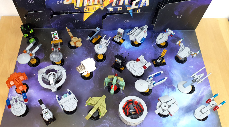 BlueBrixx Star Trek Adventskalender 2023 Alle Sets aufgebaut