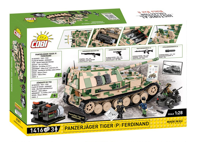 COBI 2581 Panzerjäger Tiger (P) Ferdinand Limited Edition Box Rückseite