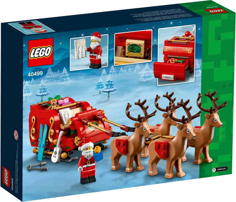 Weihnachtssets von LEGO Schlitten des Weihnachtsmanns 40499 Box Rückseite