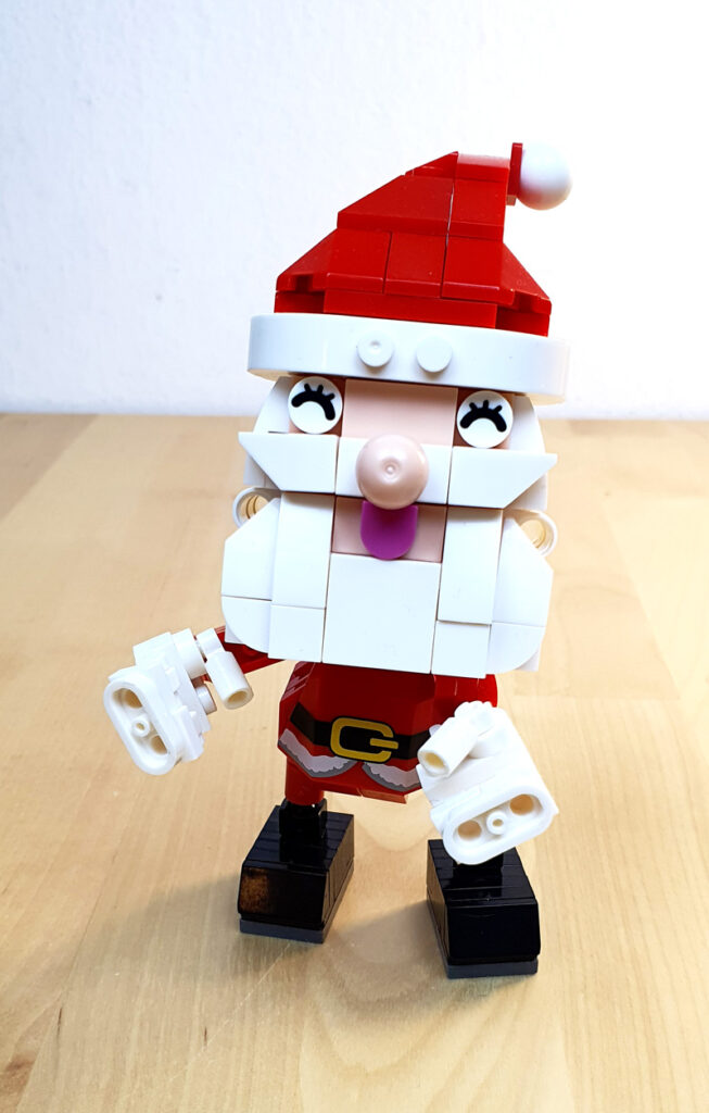 Xingbao Weihnachtsmann mit Rentierauto XB-18022 Set aufgebaut Detail BrickHead
