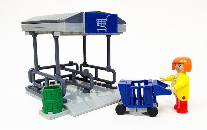 Playtive Clippys Lidl Filiale Einkaufswagen Häuschen mit Minifigur und Wagen