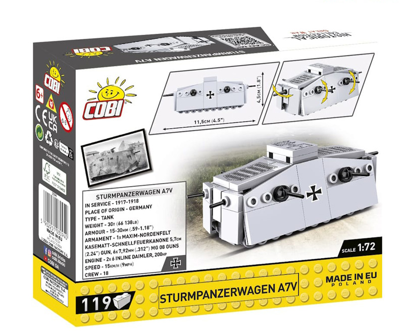 COBI Nano Tanks 3094 Sturmpanzerwagen A7V Box Rückseite