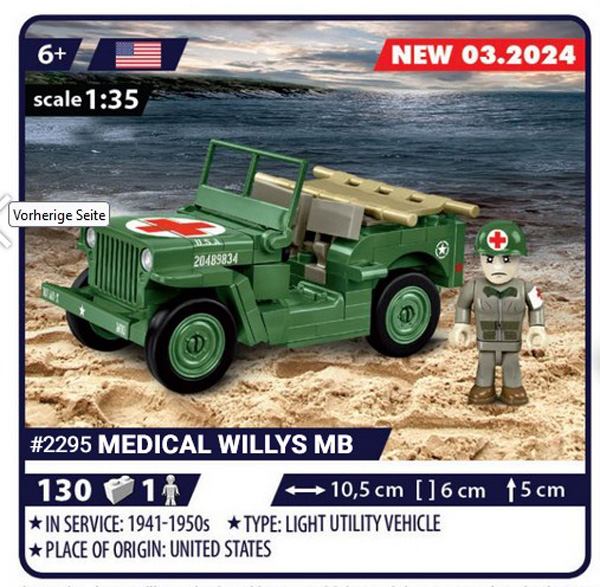 COBI 58 neue Sets 2295 Medical Willys MB
