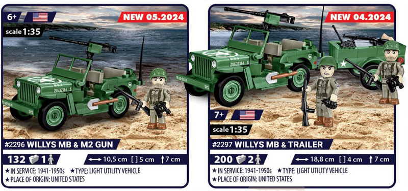 COBI 58 neue Sets 2296 und 2297 Willys MB aus Katalog 2024/1