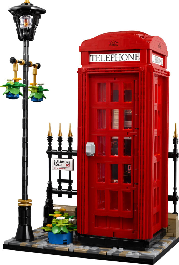 LEGO Ideas 21347 Rote Londoner Telefonzelle Set aufgebaut Tür geschlossen