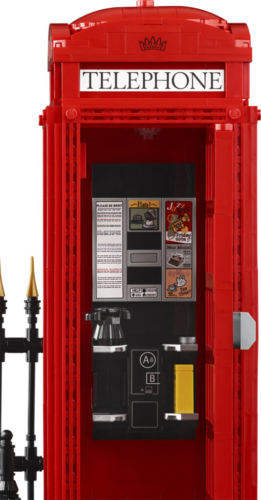 LEGO Ideas 21347 Rote Londoner Telefonzelle Innenansicht
