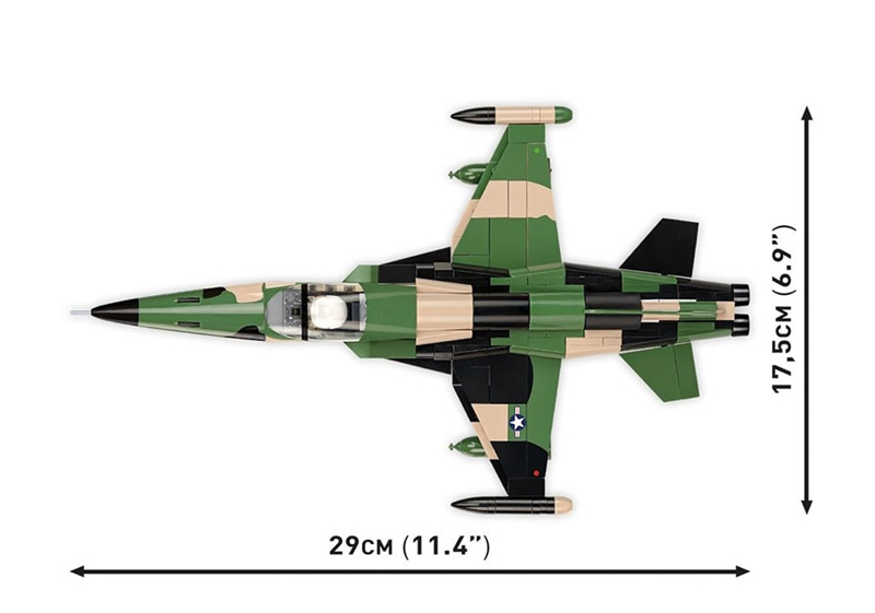 COBI Neuheiten Februar 2024 2425 Northrop F-5A Freedom Fighter Vietnam War Draufsicht Maße