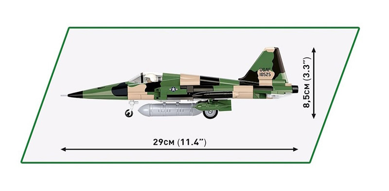 COBI Neuheiten Februar 2024 2425 Northrop F-5A Freedom Fighter Vietnam War Seitenansicht Maße
