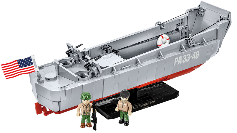 COBI 4849 LCVP Higgins Boat D-Day Set komplett mit zwei Figuren und Sockel