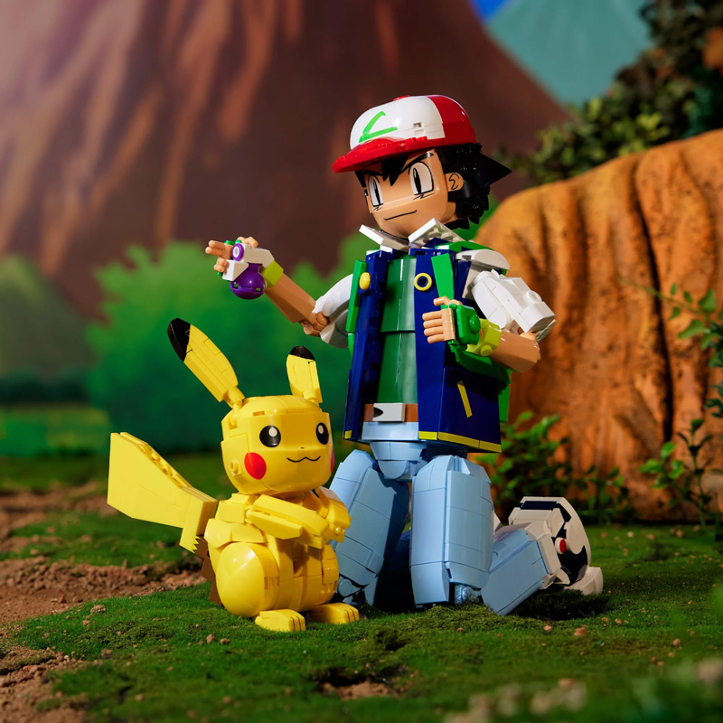 MEGA Pokemon Ash & Pikachu Path to Victory HTJ05 Set in Szene gesetzt