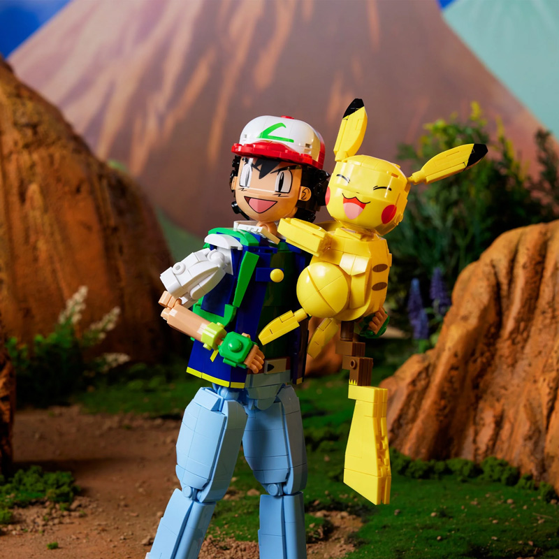 MEGA Pokemon Ash & Pikachu Path to Victory HTJ05 Set in Szene gesetzt