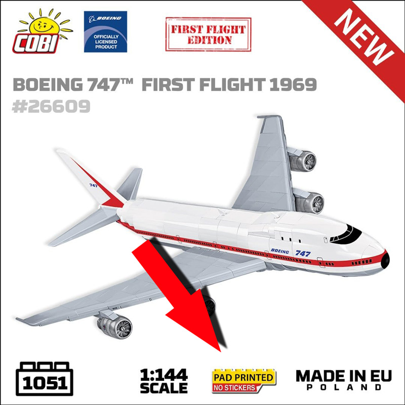 COBI Boeing 747 First Flight Edition 26609 Ankündigung Pad printed